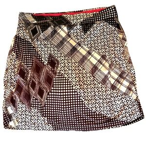 Callaway Golf Skort Women's M Patchwork Print Black White Brown Retro Twee